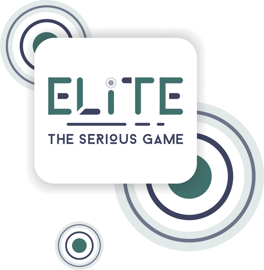 Elite the serious game main logo on presentation page