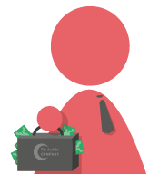silhouette of game character with briefcase full of money